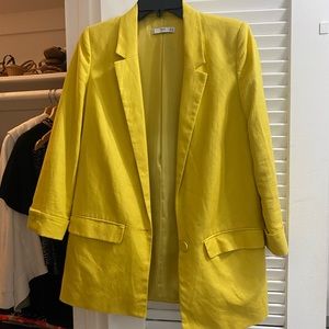Mango oversized linen blazer yellow